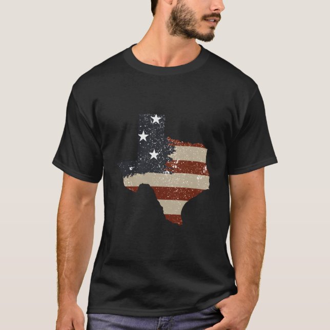 State Of Texas Patriotic Usa Flag For T-Shirt (Front)