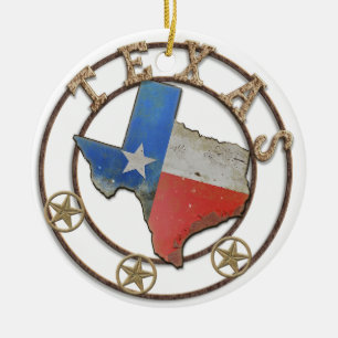 State of Texas Wrought Iron Ceramic Ornament