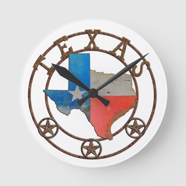 State of Texas Wrought Iron Round Clock (Front)