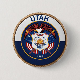 State of Utah Flag Seal Button
