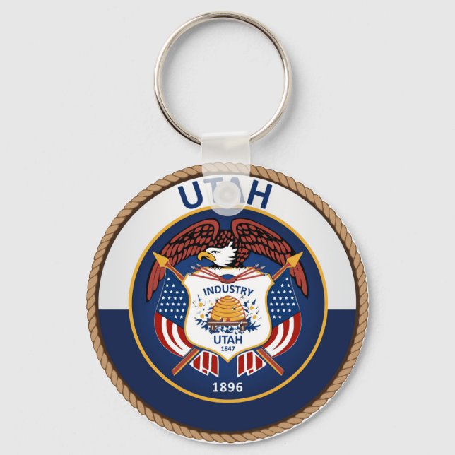 State of Utah Flag Seal Key Ring (Front)