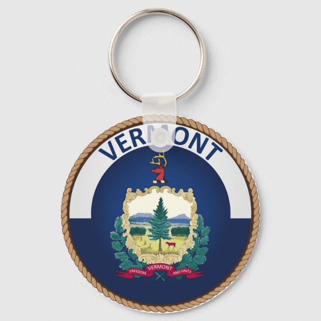 State of Vermont Flag Seal Key Ring (Front)