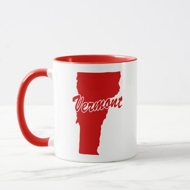 State Of Vermont Shape Red Mug (Left)