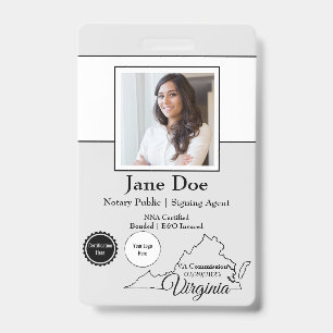 State of Virginia Notary Public Badge with QR Code ID Badge