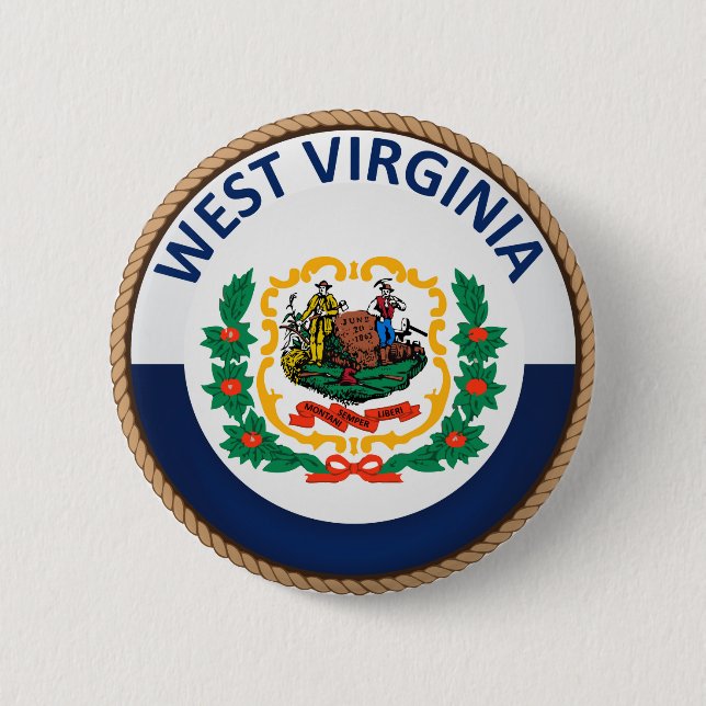 State of West Virginia Flag Seal Button (Front)