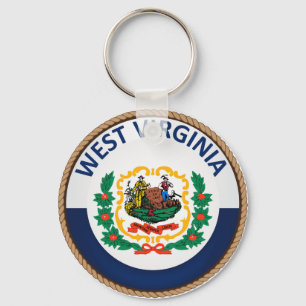 State of West Virginia Flag Seal Key Ring