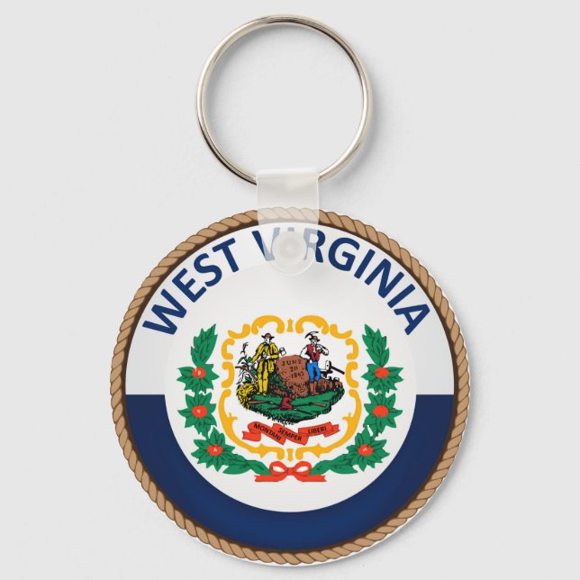 State of West Virginia Flag Seal Key Ring (Front)