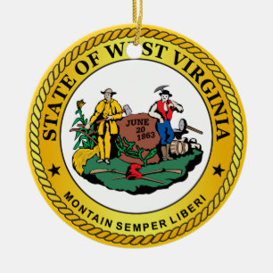 State of West Virginia seal Ceramic Tree Decoration