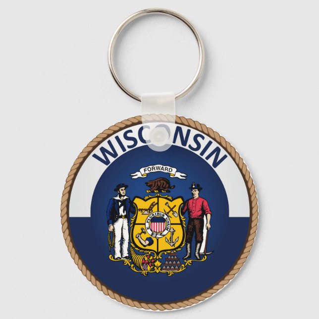 State of Wisconsin Flag Seal Key Ring (Front)