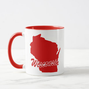 State Of Wisconsin Shape Red Mug