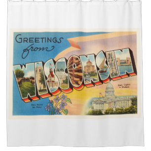 State of Wisconsin WI Old Vintage Travel Souvenir Shower Curtain