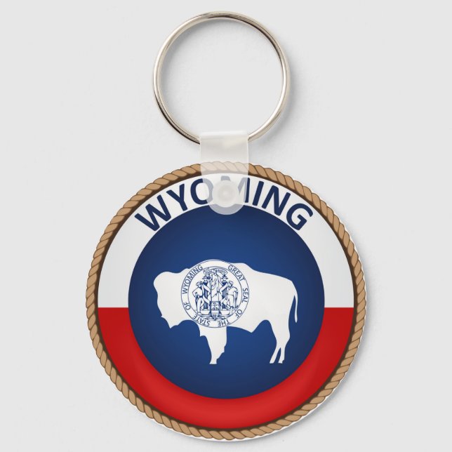 State of Wyoming Flag Seal Key Ring (Front)