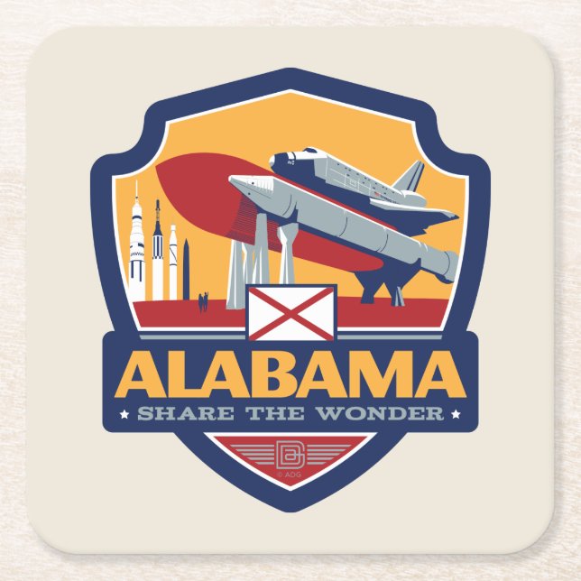 State Pride | Alabama Square Paper Coaster (Front)