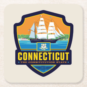 State Pride Connecticut Square Paper Coaster