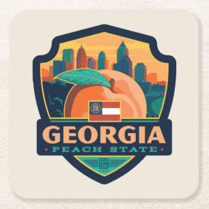 State Pride Georgia Square Paper Coaster