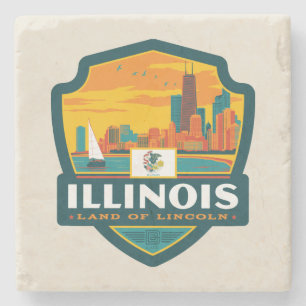 State Pride   Illinois Stone Coaster