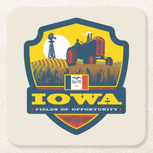 State Pride Iowa Square Paper Coaster