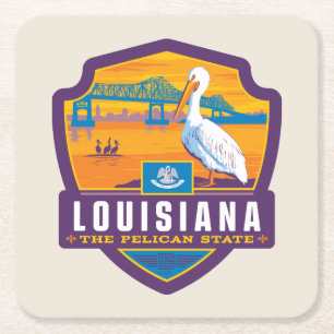 State Pride   Louisiana Square Paper Coaster