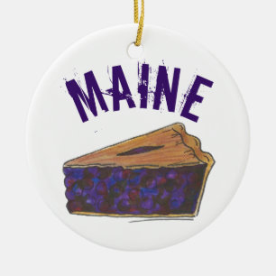 State Pride Maine Blueberry Pie Slice Ceramic Ornament