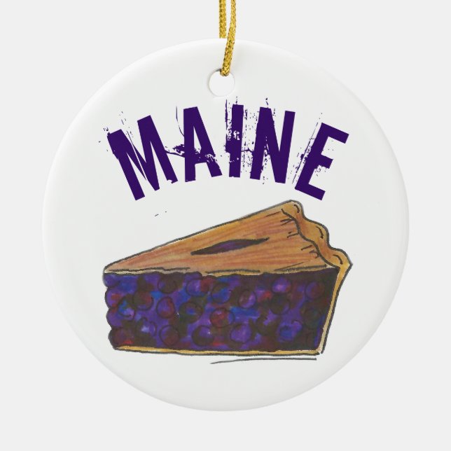 State Pride Maine Blueberry Pie Slice Ceramic Ornament (Front)