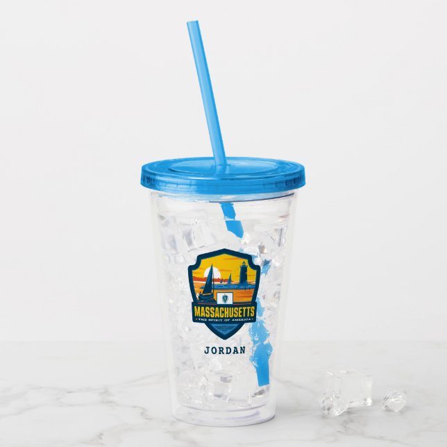 State Pride | Massachusetts Acrylic Tumbler (Front Ice)