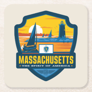 State Pride Massachusetts Square Paper Coaster