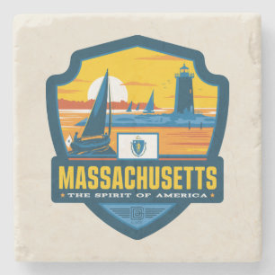 State Pride Massachusetts Stone Coaster