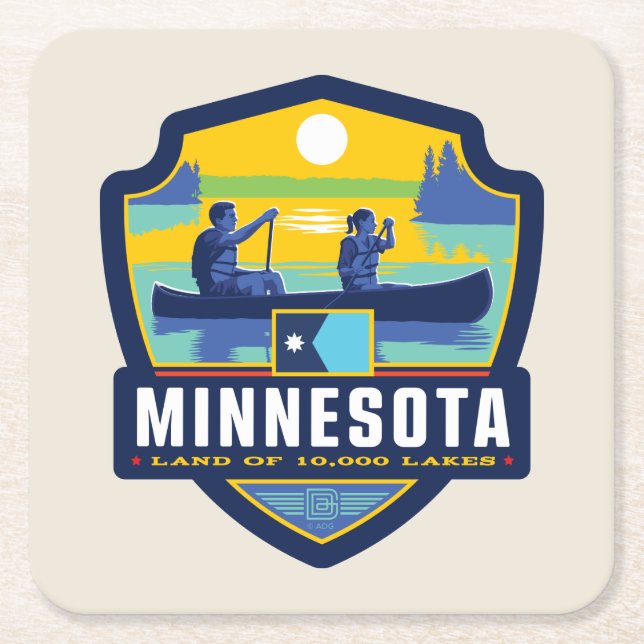 State Pride | Minnesota Square Paper Coaster (Front)