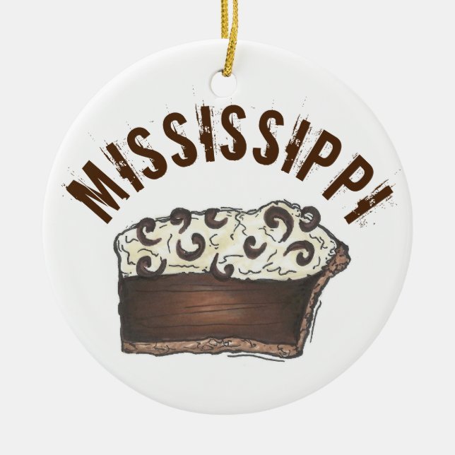State Pride MS Mississippi Mud Pie Slice Ceramic Ornament (Front)