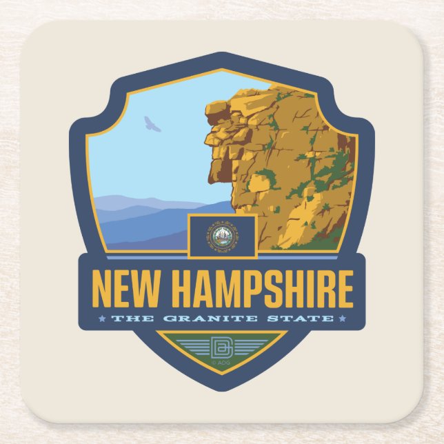 State Pride | New Hampshire Square Paper Coaster (Front)