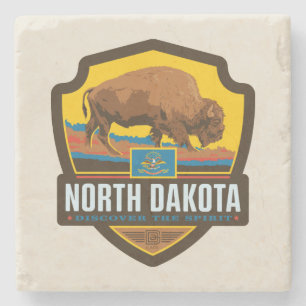 State Pride North Dakota Stone Coaster