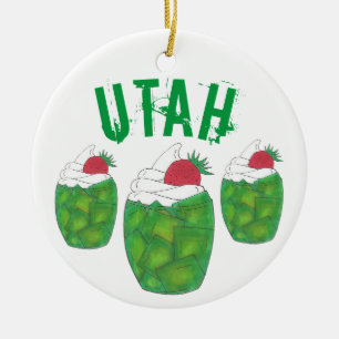 State Pride UTAH Green Gelatin Dessert Parfait Ceramic Ornament
