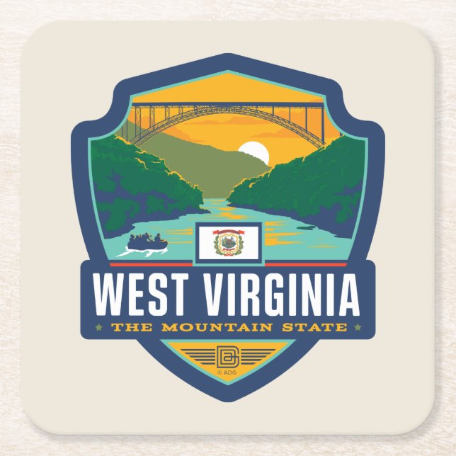 State Pride | West Virginia Square Paper Coaster (Front)