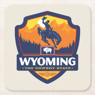 State Pride   Wyoming Square Paper Coaster