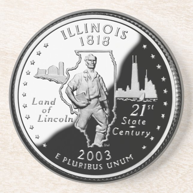 State Quarter of Illinois Reverse Side Faux Coaster (Front)