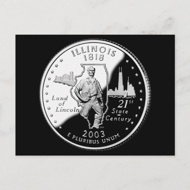 State Quarter of Illinois Reverse Side Faux Postcard (Front)