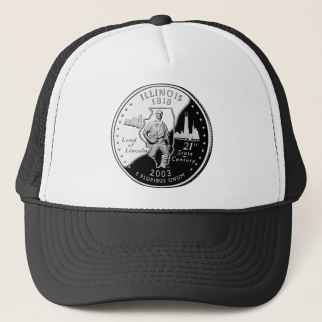 State Quarter of Illinois Reverse Side Faux Trucker Hat (Front)