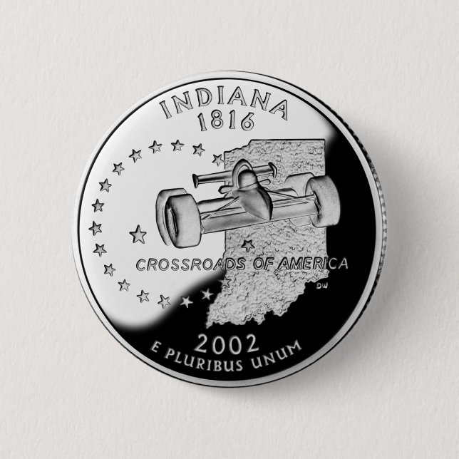 State Quarter of Indiana Reverse Side Faux 6 Cm Round Badge (Front)