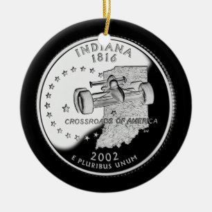 State Quarter of Indiana Reverse Side Faux Ceramic Ornament