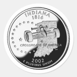 State Quarter of Indiana Reverse Side Faux Classic Round Sticker
