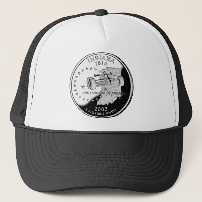 State Quarter of Indiana Reverse Side Faux Trucker Hat (Front)