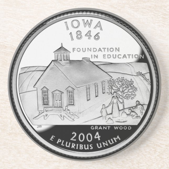State Quarter of Iowa Reverse Side Faux Coaster (Front)