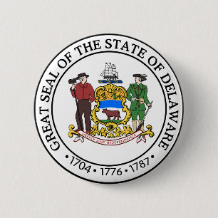 State Seal of Delaware 6 Cm Round Badge