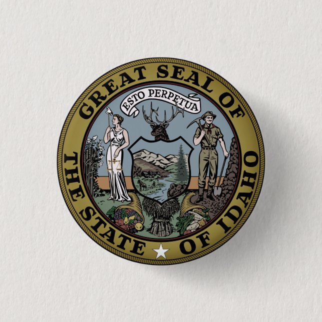 State Seal of Idaho 3 Cm Round Badge (Front)