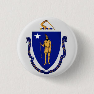 State Seal of Massachusetts 3 Cm Round Badge