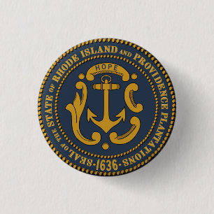 State Seal of Rhode Island 3 Cm Round Badge