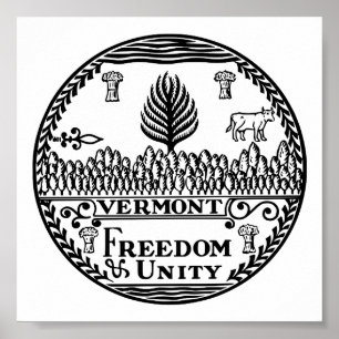 State Seal of Vermont in black and white T-Shirt Poster