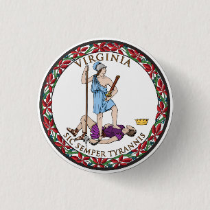State Seal of Virginia 3 Cm Round Badge
