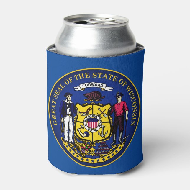 State Seal of Wisconsin Can Cooler (Can Front)