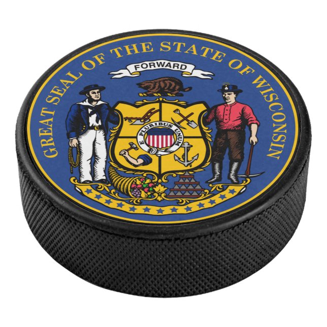 State Seal of Wisconsin Hockey Puck (3/4)